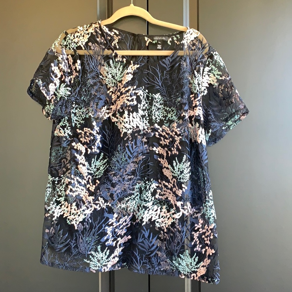 Sheer embroidered top blouse
